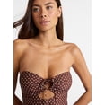 thumbnail image 5 of No Boundaries Polka Dot Tie Front Bandeau One Piece Swimsuit, Women's XXS-XXL, 5 of 6