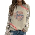 thumbnail image 2 of Holzkary Baseball Sweatshirt for Womens 2025 Round Neck Long Sleeve Top Hoodless Sweatshirt Long Sleeve Comfy Baseball Shirts Softball Crewneck Graphic Pullover Top 2025 Fall Sweatshirts Beige L, 2 of 5