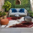 thumbnail image 2 of Marble Red Outdoor Rug for Patio/Deck/Porch, Non-Slip Large Area Rug 5 x 7 Ft, Modern Abstract Gold White Brick Stone Motif Indoor Outdoor Rugs Washable Area Rugs, Camping Rug Carpet Runner, 2 of 8