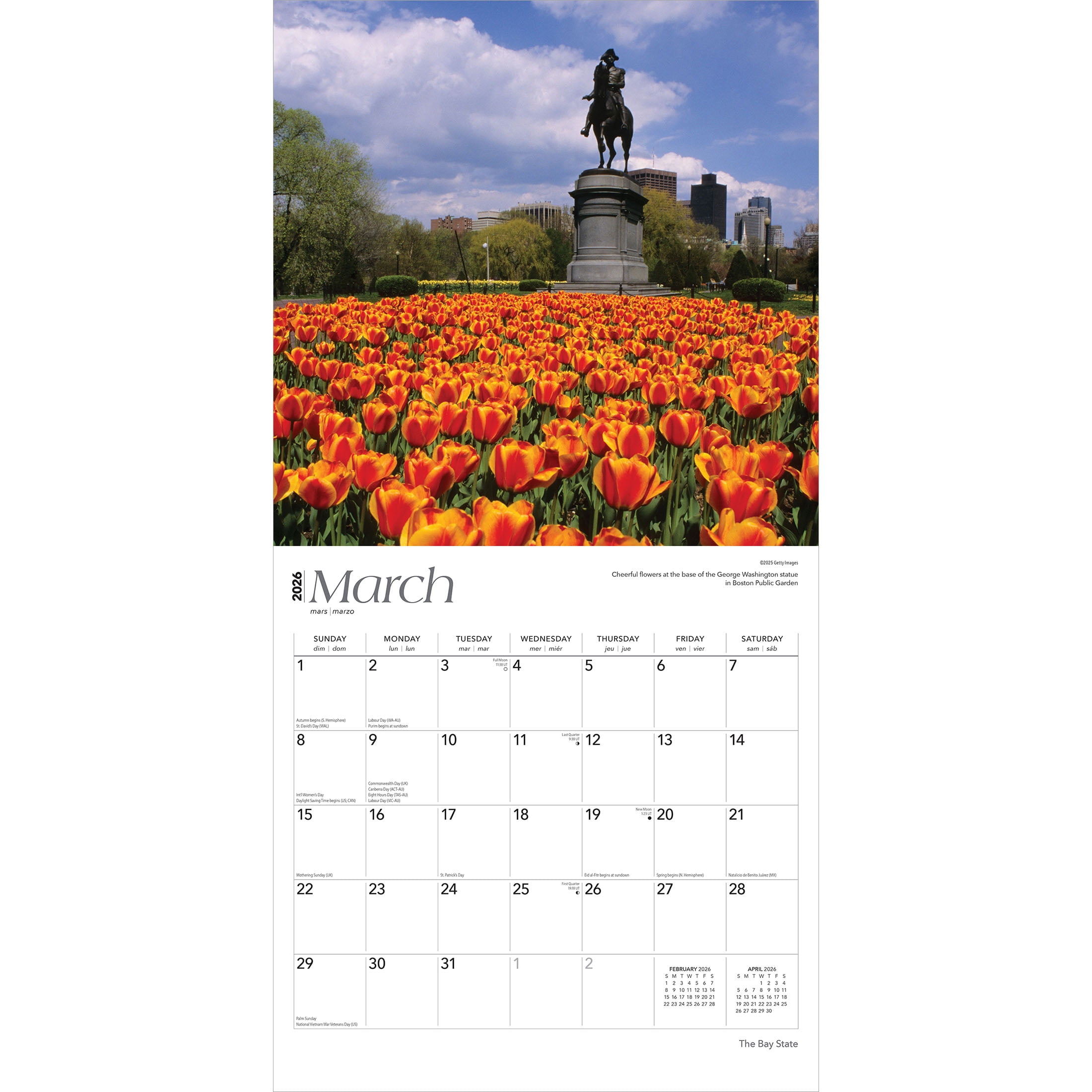 Massachusetts Places 2026 12x24" (Hanging) Wall Calendar Plastic-Free | BrownTrout