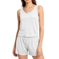 thumbnail image 3 of WHEANG Summer Pajamas for Women Set Summer Lightweight Loungewear Set Sleeveless Tank Top & Shorts 2 Piece Outfit Soft Casual Comfortable Sleepwear for Home Relaxing Daily Wear Size L White, 3 of 5