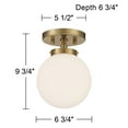 thumbnail image 6 of Possini Euro Design Jilly Modern Ceiling Light Semi Flush Mount Fixture 6 3/4" Wide Warm Antique Brass White Glass Globe Shade for Bedroom Living Room, 6 of 6