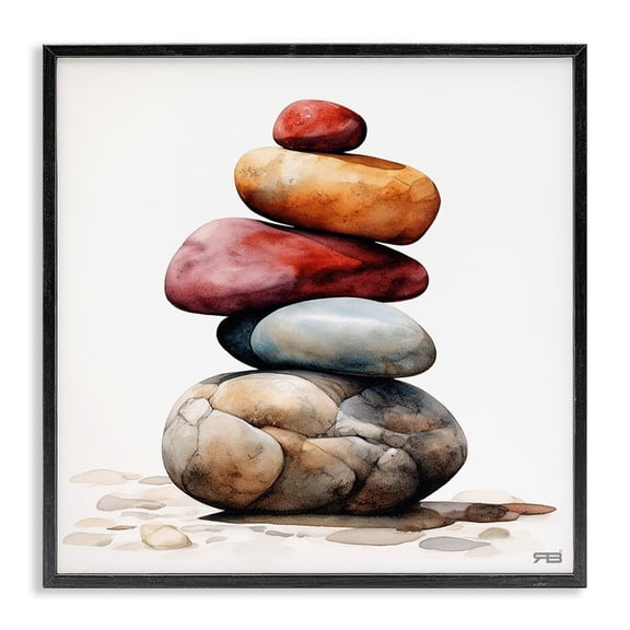 Stupell Industries Southwestern Varied Stacked Rocks Black Framed Giclee Art, 24 x 24, by RB