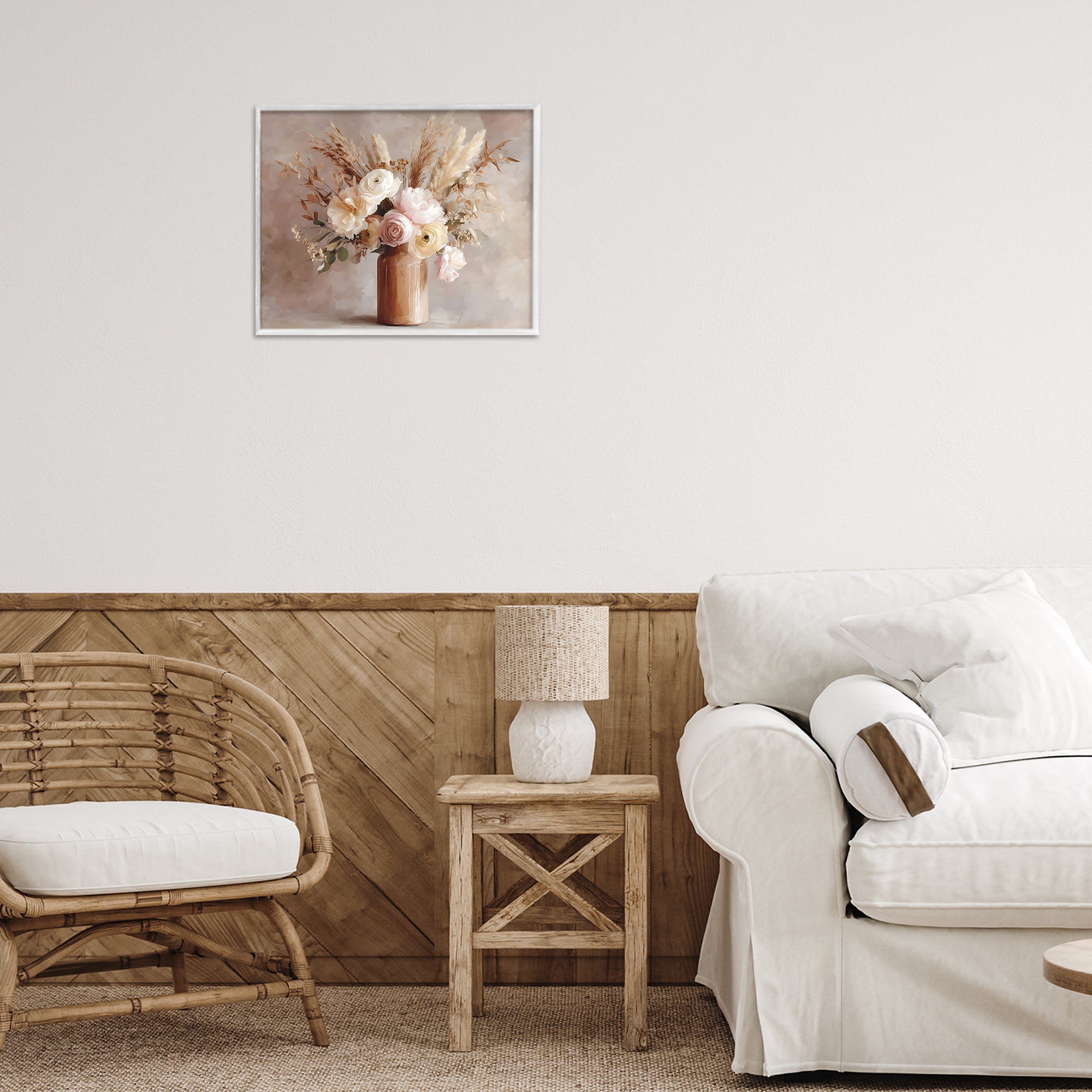 Stupell Industries Elegant Wheat Bouquet in Vase White Framed Giclee Art, design by Franklyn Gregory