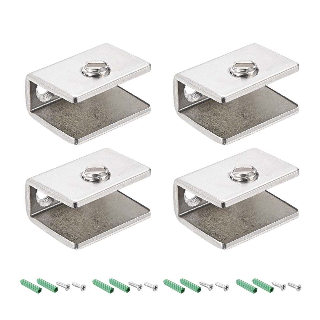 Uxcell Glass Shelf Brackets Stainless Steel Glass Clamp Rectangle for 711mm,4 Pcs
