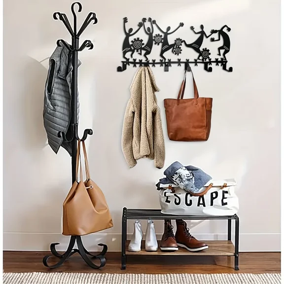 HELLOYOUNG 6-Hook Wall Mounted Key Holder with Tentacle Keychain Entryway and Wall Decor Organizer for Keys and Coats