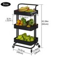 thumbnail image 4 of 3-Tier Rolling Utility Cart Storage Shelves Multifunction Storage Trolley Service Cart with Handles and Roller Wheels Easy Assembly for Home Bathroom, Kitchen, Office, Black/White, 4 of 9