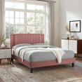 thumbnail image 2 of Platform Bed Frame, Tufted, Rivet Nailhead, Pink, Velvet, Mid Century Bedroom, Modern Contemporary Boutique HB35533, 2 of 8