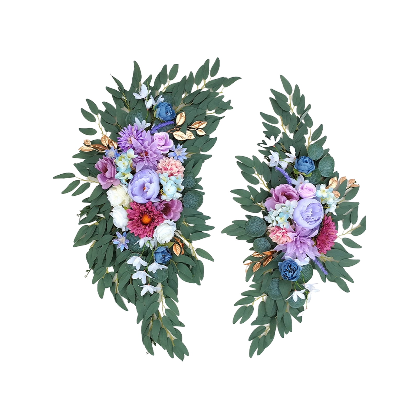 2 Pcs Artificial Wedding Arch Flowers Floral Swag Flower Arch for