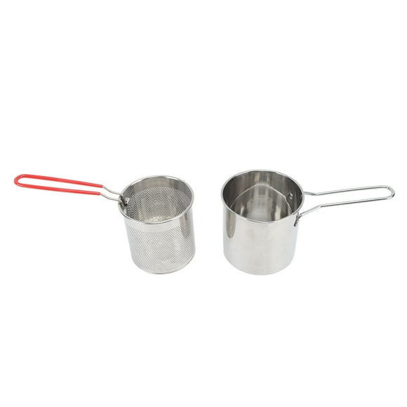Deep Fryer with Basket, Olecranon Type Japanese Style Oil Saving Small Port Mini Deep Oil Fryer with Handle for Tempura Chips Fish Chicken