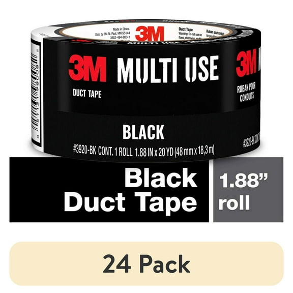 (24 pack) 3M Duct Tape, 1.88 in x 20 yd, Black, 1 Roll/Pack