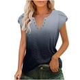 thumbnail image 1 of Fiudx Liquidación de Ofertas Flash Blusa de Camiseta de Manga Corta con Cuello En V y Estampado Degradado a La Moda para Mujer, 1 of 4
