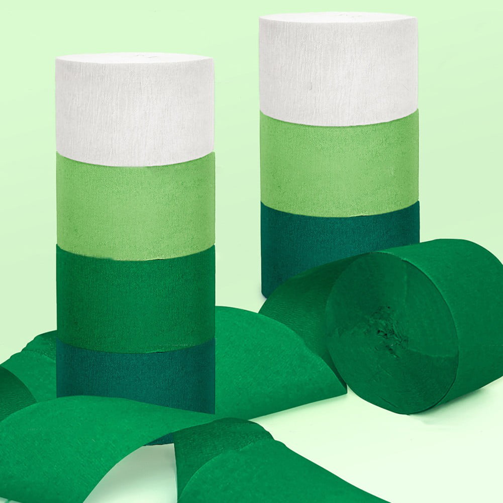 Green Blue Streamers Party Decorations,Crepe Paper Streamers 8Rolls with  Tinsel Curtain Party Backdrop Glitter,Set of Blue and Green Streamers in 4