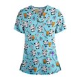 thumbnail image 1 of blusa de manga corta con cuello en v para mujer uniforme de trabajo con estampado de dibujos animados tops azul cielo / 4xl, 1 of 2