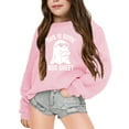 thumbnail image 2 of LIIPEE Girls Boys Hoodies Fall Winter Letter Ghost Printed Long Sleeve Round Neck Pullover Hoodless Sweatshirt Girls Versatile Party Sweatshirt,Pink,7-8 Years, 2 of 6