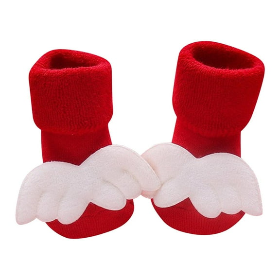 Gpaecead 0-3Y Christmas Baby Socks Non Slip Newborn Baby Thick Non-Slip Floor Socks Red