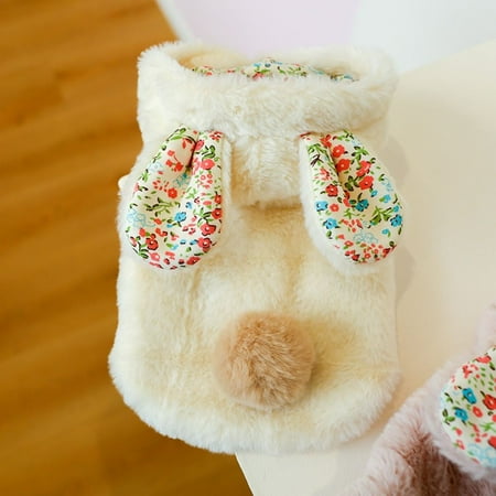 Fashion XS-XL Thicken Warm Fleece Soft with Hat Dog Supplies Puppy Clothes Pet Winter Coat Dog Hoodies WHITE XL