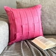 thumbnail image 4 of The HomeCentric Chair Cushion Cover, Fuchsia Pink Decorative Pillowcases Pack of 2, 16x16 inch (40x40 cm) Suede Pillow Cover&nbsp;For Sofa, Solid Pintucks, Textured, Striped, Accent - Pink Love Tune, 4 of 11