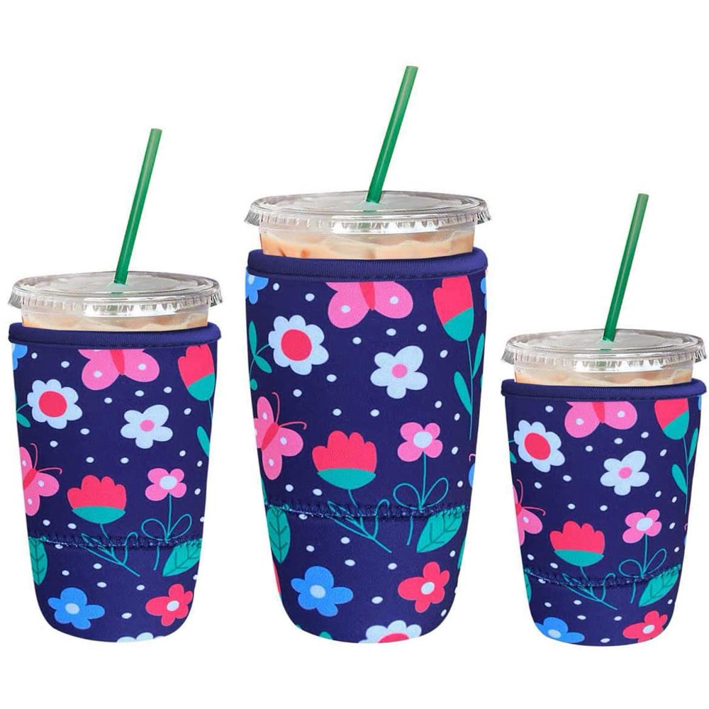 3 Pack Reusable Iced Coffee Sleeve Insulator Cup Sleeve