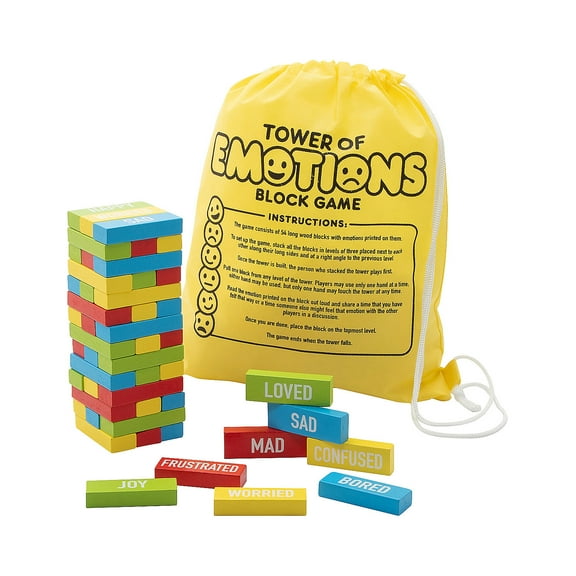 Fun Express Social Emotional Learning Emotions Block Tower Learning Game - 55 Pieces