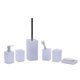 thumbnail image 2 of Set de accesorios para baño de 6 piezas en plástico blanco y gris | Dispensador de jabón con bomba, porta cepillos de dientes, vaso, estuche para tampones, cepillo para inodoro | Estilo moderno y, 2 of 7