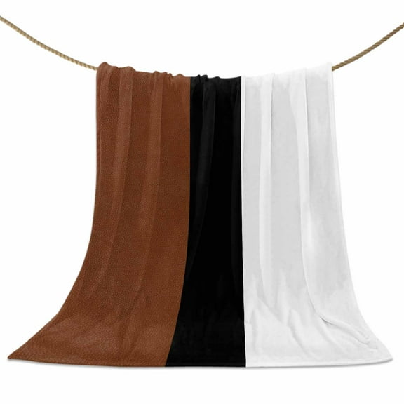 Flannel Fleece Blanket Brown Black Stripe Super Soft Warm Cozy Throw Blanket Boho Style Bed Couch Car Blankets for All Season 50" x 60"