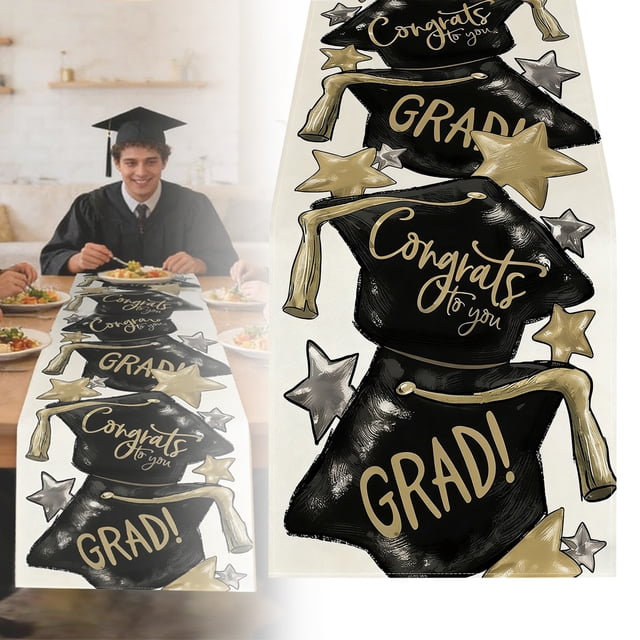 Ornament Graduation Decorations Congrats Grad Table Runner Class of 2026 Graduate College High School Home Kitchen Dining Room Table Decor