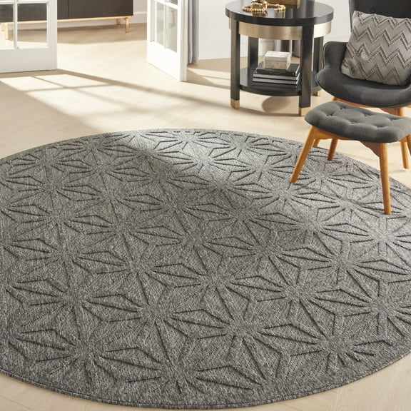 Nourison Palamos Indoor/outdoor Contemporary Dark Grey Area Rug