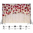 thumbnail image 2 of Red White Rose Floral Theme Photography Backdrop Flowers Wall Wedding Bridal Shower Photo Background Newborn Baby Girl Birthday Party Portrait Cake Table Decor Photo Booth Studio Props, 2 of 6
