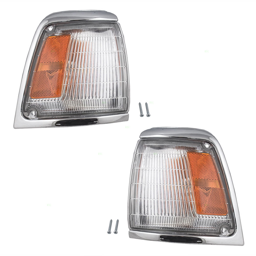 Driver and Passenger Park Signal Corner Marker Lights Lamps with Chrome Trim Replacement for Toyota Pickup Truck 8162035120 8161035120 