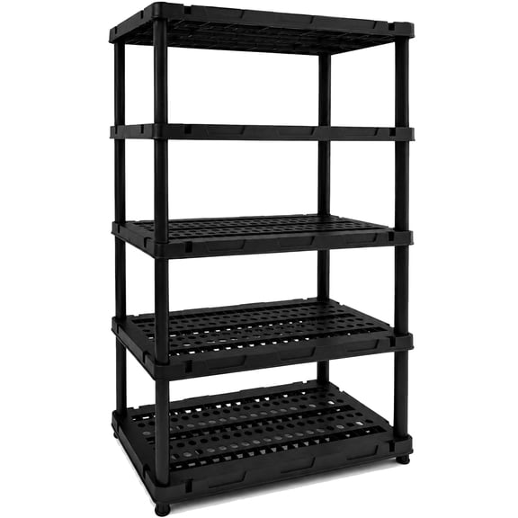 Nnovaroom Plastic Shelves, 5-Tier Heavy Duty Storage Shelving Unit for Garage,Kitchen,Bathroom,35"w x 16"D x 72"H, Black
