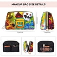 thumbnail image 3 of Lsque Geometry Dash Pattern Genuine Leather Makeup Bag Cosmetic Pouch Travel Organizer Toiletry Clutch Large Capacity Travel Cosmetic Bag, 3 of 6