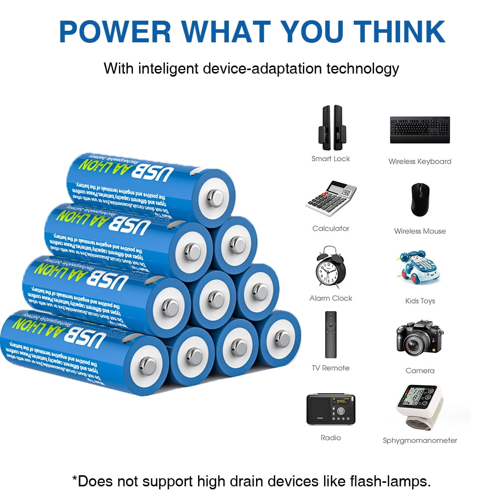AIPEKE 8-Pack USB Rechargeable 1.5v AA Lithium Batteries High Capacity High Performance, for AA Rechargeable Li-Ion Battery