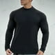 thumbnail image 1 of Blusa y camisa de cuello alto de manga larga para hombre, color liso, cálida y ajustada, cuello semialto, manga larga, base deportiva y fitness, top de poliéster para hombre., 1 of 5