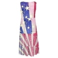 thumbnail image 5 of ibuvkizy Sundresses for Women 2025,4th of July Dress Women Casual Patriotic Midi Dress Red White and Blue Pattern Crewneck Dresses Sleeveless Breathable Tunic Dress Red XL, 5 of 5