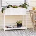 thumbnail image 2 of Household Essentials Raised Two Tier Plant Stand with Two Interchangeable Shelves, White Resin Woven Planter and Tray with Decorative Wire Frame, Great Indoors or Outdoors for Plants or Other Storage, 2 of 8