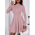 thumbnail image 3 of Vestido PRETTYGARDEN Elegante de Manga Larga Línea A Rosa Talla L, 3 of 8