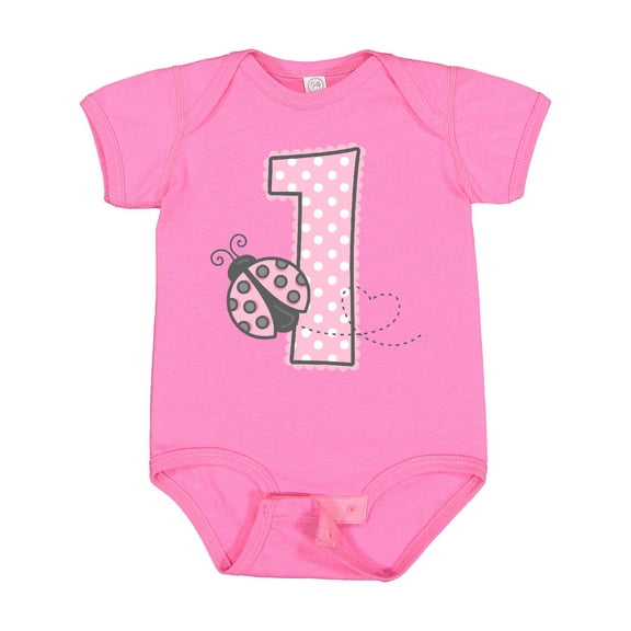 Inktastic Pink Ladybug 1st Birthday Girls Baby Bodysuit