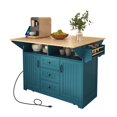 thumbnail image 5 of Glavbiku 55.7'' Lake Green Kitchen Island,Rolling Cart W/ 2 Drop Leaf,Power Outlet,Storage & Drawers, 5 of 14