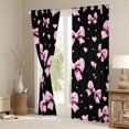 thumbnail image 3 of Erosebridal Bow Love Heart Black Out Curtains for Girls, Black Pink Bowknot Curtains Pack of 2 (42x63 Each) for Women, 3 of 6