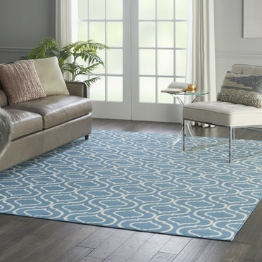 Nourison Bliss Transitional Moroccan Blue 7'10" x 9'10" Area Rug, (8' x 10')
