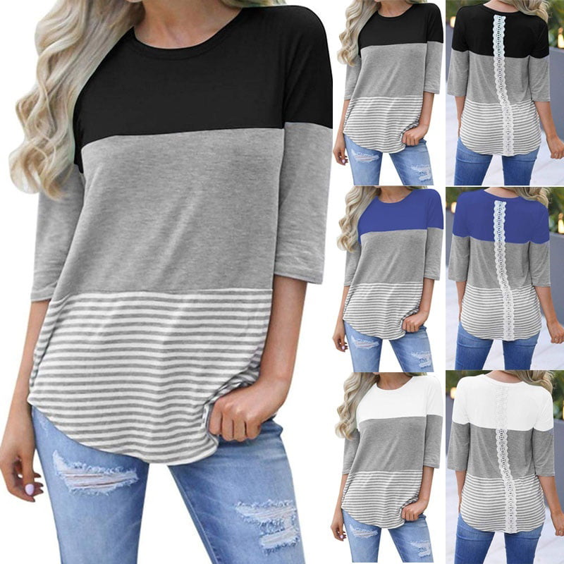 Ladies Celeb Designer Inspired Prefect  Slogan Tops Ladies T-Shirt  Stripe tops 