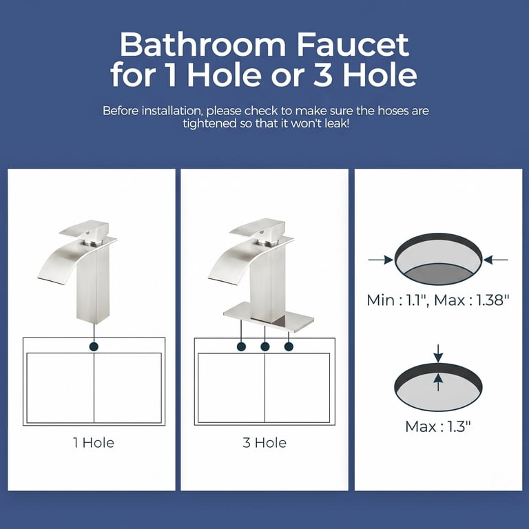 TVOFEK Brushed Nickel Waterfall Bathroom Faucet, Single Handle photo 7