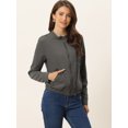 thumbnail image 2 of Chaqueta Corta Motera Allegra K Cuello Alto Cremallera Mujer Gris Oscuro XS, 2 of 5