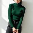 thumbnail image 5 of XRoczxe Women Ribbed Turtleneck Long Sleeve Knit Top, Slim Fit Basic Pullover, Versatile Fall Winter Layering Sweater, 5 of 8
