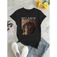 thumbnail image 2 of Camiseta informal de moda para mujer con estampado abstracto creativo, cuello redondo, manga corta, cómoda camiseta de verano, mezcla de algodón y elastano, lavable a máquina, para niña, sencilla, par, 2 of 6