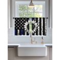 thumbnail image 3 of Sheer Curtains 45 Inch Length 2 Panels Set for Kitchen, American Flag Semi Sheer Curtains for Windows, Farmhouse Sunflowers Shabby Chic Country Black Blue Voile Window Treatments Rod Pocket Curtain, 3 of 7