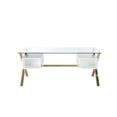 thumbnail image 4 of Pemberly Row Large Glass & Polished Steel Desk in Gold/White and Clear, 4 of 7