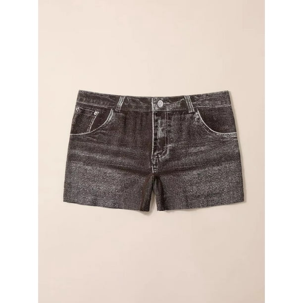 Ropa interior vaquera de simulación sin costuras para mujer, Boxer de cintura media transpirable de alta elasticidad, ropa interior y exterior
