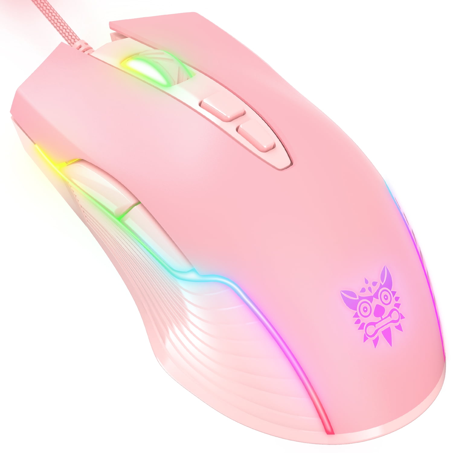 ONIKUMA Pink Wired Gaming Keyboard and Mouse Combo 3 Colors LED Backlit Gaming Keyboard and RGB Mouse with 6 Adjustable DPI for PC//laptop//win7//win8//win10
